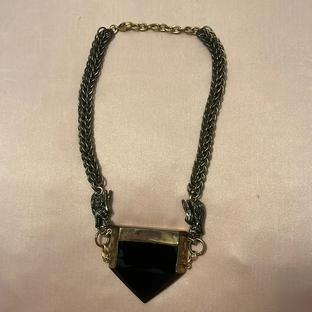 BCP Jewelry Gold color choker with Onyx stone and dragon on each side